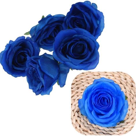 Roses artificielles (lot de 5) - Bleues