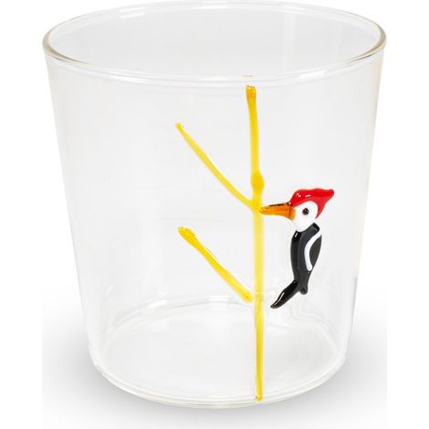 WD LifeStyle Bicchiere Vetro Borosilicato Cc 250 ml Decoro Picchio