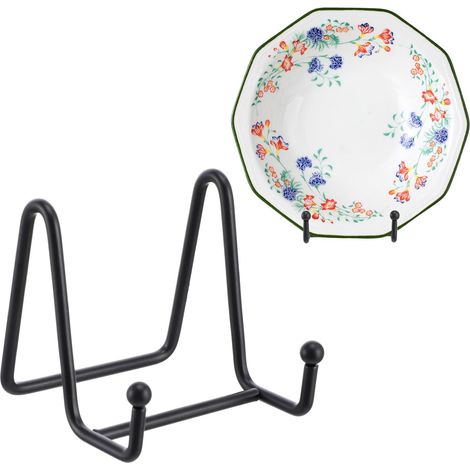 1 Support D'assiette,Métal Noir,7,6 cm,Présentoir Photo,Livres,Décoration Intérieure