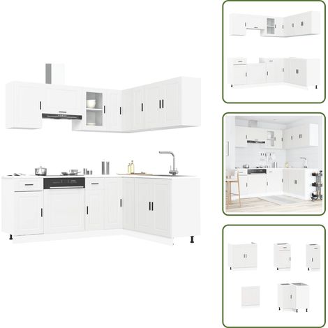 11-tlg. Küchenschrank-Set Porto Weiß Holzwerkstoff - Küchenschrank-Set - Küchenschrank-Sets - Küchenzeile Einbauküche - Küchenschrank (1/5)