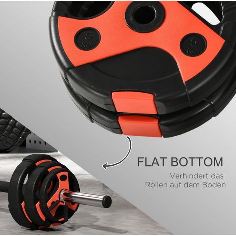 Kit de mancuernas de 20 kg con 6 discos, barra antideslizante, rojo y negro HAVRYA (1/5)