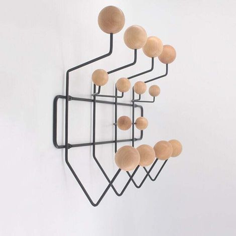 Wooden Ball Coat Hook, Coat Rack with 14 Hooks, Wall Mounted Coat Rack, Hook Rail with Colorful Balls Coat Rack for Entrance Hallway Bedroom Bathroom
