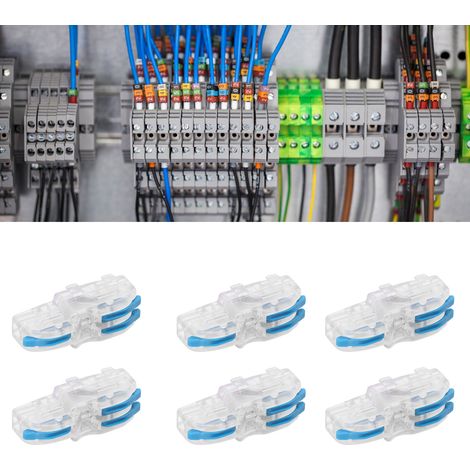 20 blocs de jonction rapide transparents de type T, connecteur répartiteur à bouton-poussoir, connecteur parallèle, une entrée et deux sorties, bleu transparent SPL-F12. (1/5)