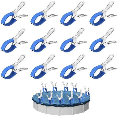 12 Pièces Métalliques pour Pince Serre Joint, Pince Bache Piscine de Fixation avec Feuille de Protection, Pinces pour Piscines Hors Sol, Pinces à Forte Tension pour Bâche de Couverture (1/5)