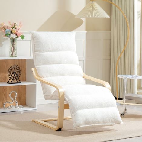 Sillón Relax con Reposapiés Ajustable y Movimiento Basculante, Asiento de 12 cm, Poliéster Blanco (1/5)