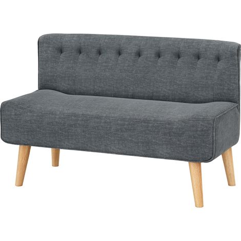 Fauteuil confortable,Canapé 2 places en tissu rembourré aspect lin et pieds en bois pour petits espaces, salon, chambre à coucher, salle de jeux, gris, 117 x 56 x 78 cm (1/5)