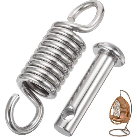 1 kit de suspension pour chaise hamac avec ressort d'extension et goupille pour chaise suspendue pour hamac, porche, balançoire et chaises œufs (1/5)