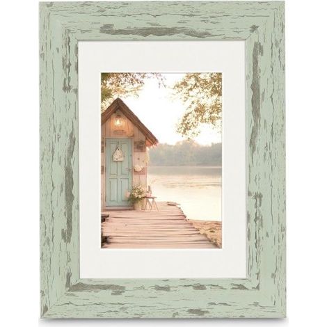 Cadre photo - Cottage - Menthe pastel - 13 x 18 cm - Effet vieilli
