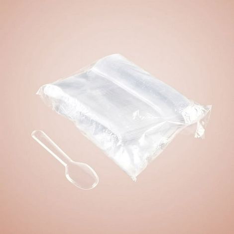200 mini cuillères en plastique transparent jetable, couverts plats pour gelée, glace, dessert, apéritif (1/5)