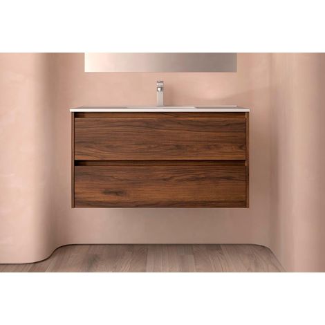 Salgar Noja Unterschrank 1000 2 Schubladen + Waschbecken Nussbaum (1/4)