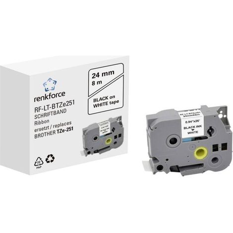 Ruban d’étiquetage compatible Brother TZe-251, 24 mm, blanc, lot de 1 pièce, haute adhérence et résistant aux UV (1/2)