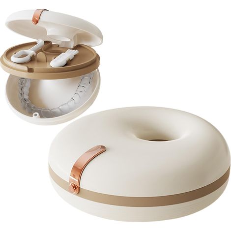 Estuche para retenedores, estuche para guardar prótesis dentales, kit de limpieza de prótesis con 1 herramienta para quitar alineadores y 1 cepillo para prótesis, ideal para viajes o tratamiento de or (1/5)