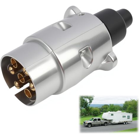 Connecteur de prise de remorque en métal à 7 broches pour caravane - Adaptateur de lumière de remorquage durable - Compatible avec remorques, semi-remorques, camping-cars (1/5)