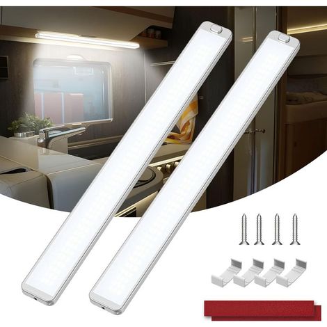 228 LEDs, 12 V, 2 x 10 W LED interior lights, 2000 lm LED light strip with on/off switch, 6000 K, 12 V, for motorhomes, trucks and boats (1/5)