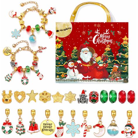 Kit de fabrication de bracelets calendrier de l'Avent, ensemble de 24 pièces pour créer des bijoux de Noël en perles, cadeau de Noël idéal pour les filles (1/4)