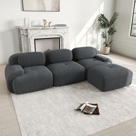 canapé salon modulable sans montage velours gris OKMYHOME (1/5)