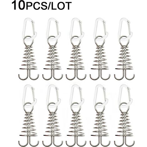 10 Piquets Ancrage Terrasse Aluminium – Coupe-Vent, Camping, Argent (1/5)