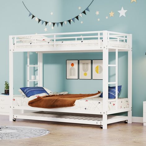 Gutent – Lit superposé 90 x 200 cm pour enfants – Lit gigogne pliant avec barre de sécurité – Structure métal robuste – Hauteur 160 cm (1/5)