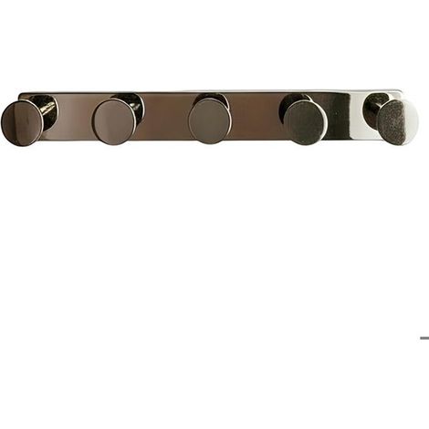 Porte-serviettes mural - AVIZAR - 37 cm - 5 crochets ronds - Inox 304 - Fixation adhésive 3M (1/4)