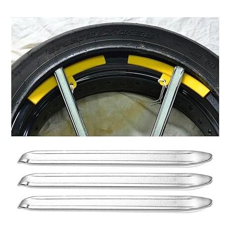 Démonte-pneu 3 pièces, levier de pneu de vélo en métal, levier de pneu de scooter, levier de pneu en acier métallique de voiture moto, outil de réparation pour retirer ou remplacer les pn (1/5)
