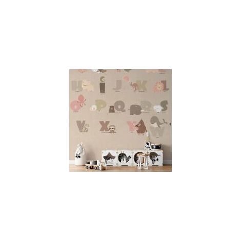 Carta da parati con alfabeto beige
