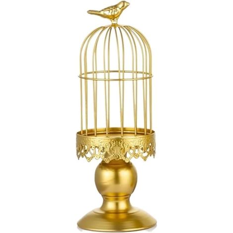 (Gold S) Kreative Kerzenhalter-Dekoration in Form eines Vogelkäfigs im Retro-Stil, Kerzenhalter aus Schmiedeeisen, Fotorequisiten für Hochzeiten und Restaurants