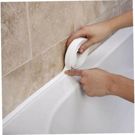 (Weiß, 1,5 Zoll x 10,5 Fuß) Wasserdichtes PVC-Dichtungsband für die Küche, dekoratives selbstklebendes Dichtungsband für Waschbecken, Toilette, Dusche, Badewanne (1/5)