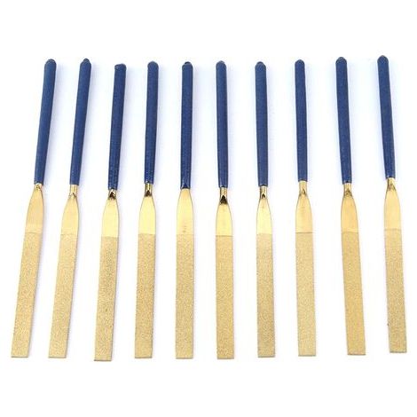 10pcs Limes à Diamant limes à aiguilles de diamant haute résistance à l'usure Limes Plat Files Blue Outil de réparation de bijoux de 5 × 180 (1/5)
