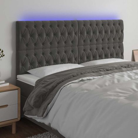 vidaXL Cabecero con luces LED terciopelo gris oscuro 180x7x118/128 cm (1/5)