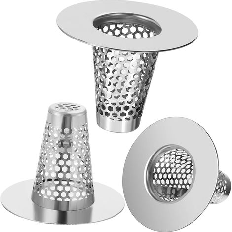 6 piezas de filtro de acero inoxidable para desagüe, tapa para atrapar cabello, colador de desagüe para fregadero, tapas de desagüe, rejilla de desagüe para fregadero, cesta coladora de metal para fre (1/5)