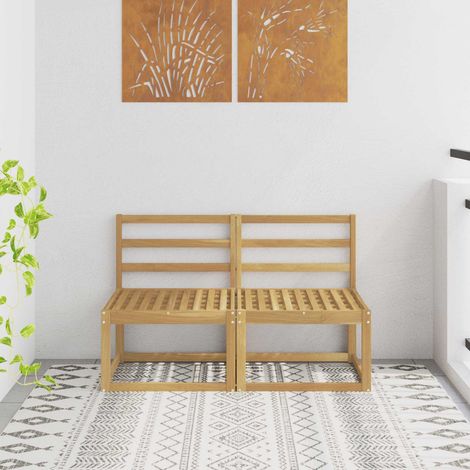 Teenpull – 2 Stück Outdoor Mittelsofa Massivholz Akazie Weiß (1/5)