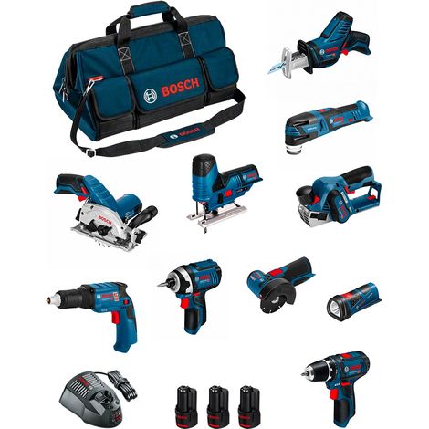 BOSCH Kit BMKB10-28CD3 (GSR12V-15+GTB12V-11+GDR12V-105+GWS12V-76+GST12V-70+GKS12V-26+GOP12V-28+GSA12V-14+GLI12V-80+GHO12V-20)