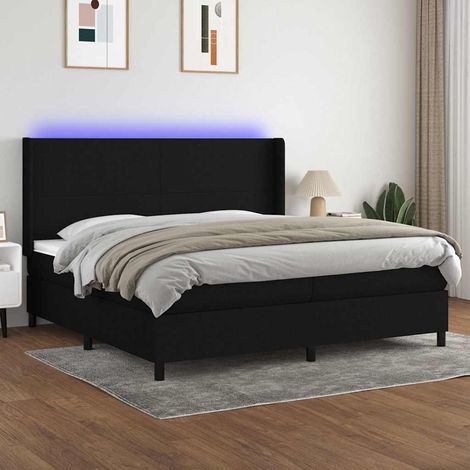 vidaXL Sommier à lattes de lit matelas LED Noir 200x200 cm Tissu (1/5)