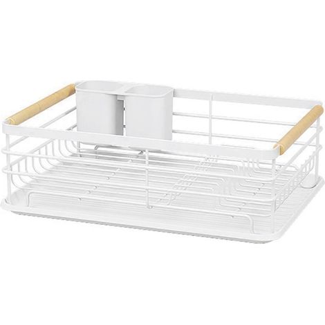 Table de cuisine avec égouttoir amovible, porte-vaisselle blanc, table multifonctionnelle (1/4)
