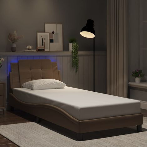 vidaXL Giroletto con LED senza Materasso Zadar Cappuccino 80x200 cm