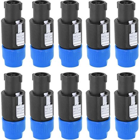 10 connecteurs pour haut-parleurs audio C NL4FC, étanches, fiche Speakon 4 broches, connexion par câble (bleu) (1/4)