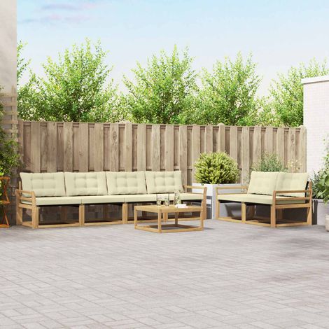vidaXL Outdoor-Sofagarnitur 7 pcs Weiß und Creme 79 x 79 x 37 cm (1/5)