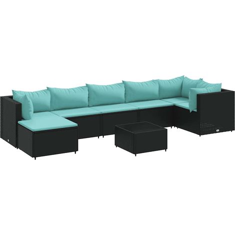 Maison Exclusive - Set Mobili da Giardino con Cuscini 8 pz Nero in Polyrattan