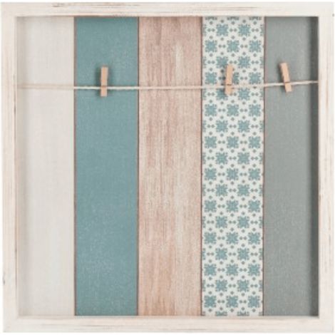 Bacheca memo 40 x 40, struttura in mdf, retro e clip in legno di abete
