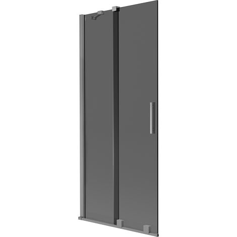 Mexen Velar Badewannenabtrennung 2-flügelig verschiebbar 80 x 150 cm, Grafit, Gun Metal - 896-080-000-41-95 (1/2)