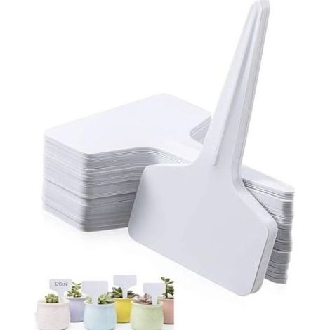 pair 50 PCS Etiquettes Plantes, Etiquette Semis,50x Etiquette Potager de type T(6 x 10 cm),imperméables étiquettes,Etiquetage Réutilisable-Contenants et Accessoires Pour Plantes. (Blanc50) (1/5)