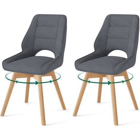 WAFTING Lot de 2 Chaises de Salle à Manger Pivotante, Chaise de Cuisine Scandinave, Pieds en bois massif, Gris Foncé (1/5)