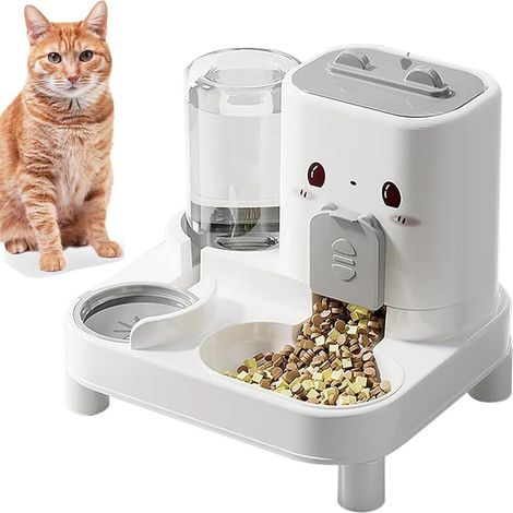 Distributeur Croquettes Chat, Distributeur de Croquettes 2 en 1 pour Chien, Abreuvoir et alimentateur Automatique, Distributeur Automatique d'aliment (1/5)