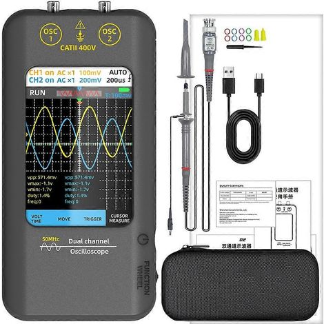Oscilloscope numérique à deux canaux 50 MHz avec écran tactile et générateur de signaux - Échantillonnage 250 MSa/s, 3. (1/5)