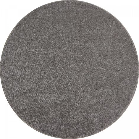 Tapis rond tissé Ø160cm beige motif uni pour chambre SOULA (1/4)
