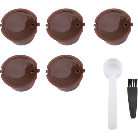 Filtre Capsule Café Réutilisable - Acier Inoxydable 304 Et Plastique - Avec Cuillère Et Brosse - Lot De 5 (1/5)