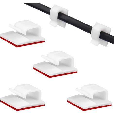 Lot de 50 Clips de Gestion de câbles Auto-adhésifs pour TV, PC, Ordinateur Portable, Bureau, Maison - Blanc