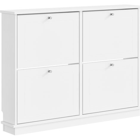 SoBuy  Armario zapatero blanco con 4 puertas  Mueble organizador de entrada con diseño compacto  Estantería plegable para zapatos en MDF  105×18×78 cm  Capacidad de carga 33 kg  FSR216-W (1/5)