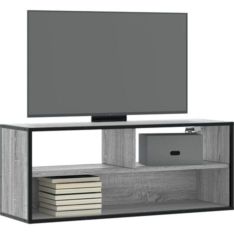 TV-Schrank Grau Sonoma 100x31x39,5 cm Holzwerkstoff und Metall