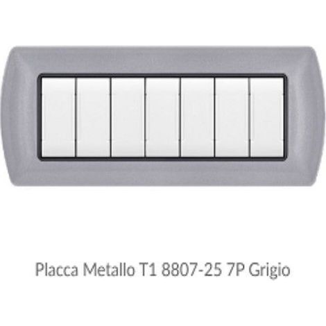 Placca 506 7p Posti Grigoi Metallo Compatibile Living Internetional